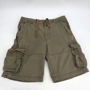 VTG NOBO Cargo Shorts No Boundaries Green Grunge Skater Baggy DISTRESSED READ